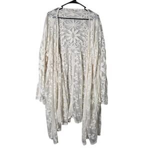 Dizzy Lizzy Cream Lace Kimono Duster Plus Size 2X Cover Up Bridal Boho Festival